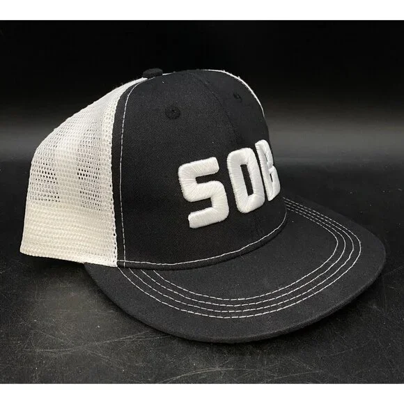 SOB Subaru Of Bend Oregon Snapback Mesh Trucker Hat Black White - Picture 2 of 6